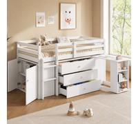 STILVORA Bed Frame 3ft Single with storage white wooden design | Size: Junior STILVORA White Junior