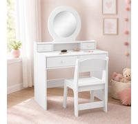 STILVORA Children's Dressing Table with 4 Drawers & Stool in White STILVORA White