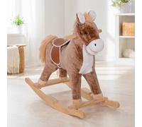 STILVORA Children's Rocking Horse Plush Toy with Wooden Base STILVORA Multicolor