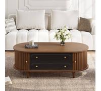 STILVORA Coffee Table 100 x 50 x 36 cm with 2 Drawers in Brown STILVORA Brown 100 x 50 x 36 cm