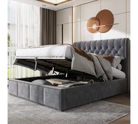 STILVORA Double Bed 4ft6 with Storage in Grey STILVORA Grey Double