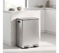 STILVORA Dual Kitchen Bin 56L with Pedal Lid Silver STILVORA Silver