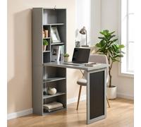 STILVORA Folding Convertible Desk with Blackboard & Shelves in Grey STILVORA Grey