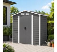 STILVORA Garden Shed 213.4 x 121.9 cm with Double Sliding Doors in Dark Grey STILVORA Dark Grey 213.4 x 121.9 cm