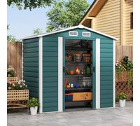 STILVORA Garden Shed 213 x 122 cm with Double Sliding Doors in Green STILVORA Green 213 x 122 cm
