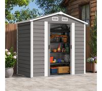 STILVORA Garden Storage Shed 213 x 122 cm with Double Sliding Doors in Grey STILVORA Grey 213 x 122 cm