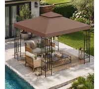 STILVORA Gazebo Roof Replacement 3 x 3 m Two-Tier Brown STILVORA Brown