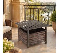 STILVORA Outdoor Table with Storage & Parasol Hole in Brown STILVORA Brown