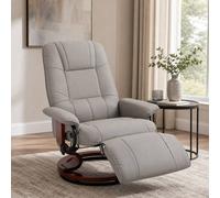 STILVORA Recliner Armchair with Footstool Grey PU Leather STILVORA Grey