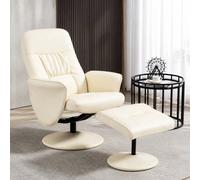 STILVORA Recliner Chair & Ottoman Set with Swivel Cream PU Leather STILVORA Cream