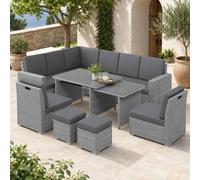 STILVORA Sofa 10-Seater with expandable table light grey STILVORA Light Grey