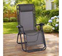 STILVORA Sun Lounger Recliner with Folding Metal Frame in Grey STILVORA Grey