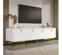 STILVORA TV Cabinet with Four Doors & Gold Legs in White STILVORA White