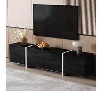 STILVORA TV Unit with 3 Doors, Drawer & Flip-Down Door, Black & White STILVORA Black