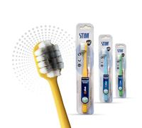 STIM Plus Toothbrush | 4,500+ Ultra-Soft Bristles | Tapered Tips for Sensitive Teeth | Gentle on Gums & Enamel | Adults | Mixed Colors | Toothbrush + Interdental Brush (Pack of 2)