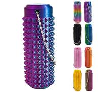 Stim Tools for Adults, Portable Vibrant Colors Fidget Tool, Pain Spiky Grippy Stim Keychain, 3D Printed Venting Key Pendant with Quiet Design for Anxiety Relief(Colorful purple)