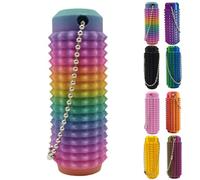 Stim Tools for Adults, Portable Vibrant Colors Fidget Tool, Pain Spiky Grippy Stim Keychain, 3D Printed Venting Key Pendant with Quiet Design for Anxiety Relief(Rainbow)