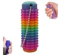 Stim Tools for Adults Portable Vibrant Colors Fidget Tool Pain Spiky Grippy Stim Keychain 3D Printed Venting Key Pendant with Quiet Design for Anxiety Relief (Rainbow)