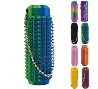 Stim Tools for Adults, Portable Vibrant Colors Fidget Tool, Pain Spiky Grippy Stim Keychain, 3D Printed Venting Key Pendant with Quiet Design for Anxiety Relief(Blue-green)