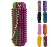 Stim Tools for Adults, Portable Vibrant Colors Fidget Tool, Pain Spiky Grippy Stim Keychain, 3D Printed Venting Key Pendant with Quiet Design for Anxiety Relief(Silk gold red and blue)