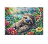 Stimulate Your Mind with Sloth Flower Forest Wildlife Wild Nature Rural Beautiful Serene 300 Piece Adult Puzzle Fun Challenging And Ideal for Leisure 300 PCS（40x28cm）