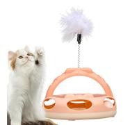 Stimulating Cat Toys | Cat Turntable Puzzle Toy - Indoor Puzzle Ball with Feathers - for Boredom Relief Behavior Enrichment Indoor Mental Stimulation