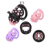 Stimulating Male Chastity Cage, Soft Nubs, Urethral Plug, Multi Adjustable Fit