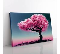 Stimulating Plum Blossom Tree Canvas Wall Art Print Ready to Hang, Framed Picture for Living Room Bedroom Home Office Décor, 60x40 cm (24x16 Inch)