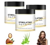 Stimulating Scalp and Hair Balm, Deep Nourish Dry Scalp, Strengthen Hair from Root, Scalp Treatment Moisturiser Balm with Shea Butter, Hydrating Care Cream for All Hair Types (3pcs)