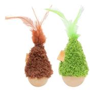Stimulating Toys For Cats | 2 Piece Wobble Ball,Cat Grass Toy for Feline Stimulation | for Apartment Corners Play Area Time to Living Room and Kitchen