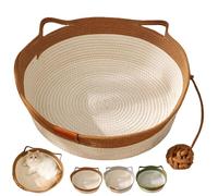Stimulicat Cat Bed, Stimulicat Handwoven Cat Basket, Foldable Round Cotton Rope, Scratch Resistance Easy to Clean, for Small & Large Cats & Dog (Brown,Large)