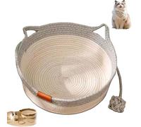Stimulicat Cat Bed with Toy Tail, Eliminates Bed Rejection Round Pet Basket, Handwoven Scratchable Breathable Weave, Scratch Resistance Easy to Clean(Gray,Medium)