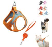 Stimulicat Cat Harness,Adjustable Soft Mesh Vest Harness with Reflective Safety Strip,Escape Proof Soft Mesh Vest,Side-Through No-Pull Design,Allowing Cats to Safe and Stress-Free (Blue-Orange, S)