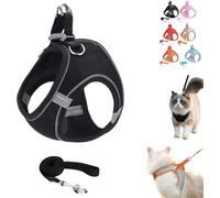 Stimulicat Cat Harness,Adjustable Soft Mesh Vest Harness with Reflective Safety Strip,Escape Proof Soft Mesh Vest,Side-Through No-Pull Design,Allowing Cats to Safe and Stress-Free (Black, L)