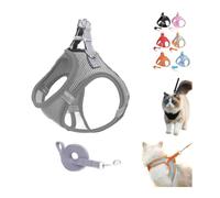 Stimulicat Cat Harness,Adjustable Soft Mesh Vest Harness with Reflective Safety Strip,Escape Proof Soft Mesh Vest,Side-Through No-Pull Design,Allowing Cats to Safe and Stress-Free (Gray, XXS)