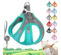 Stimulicat Cat Harness, Cat Harness and Leash Set Escape Proof, Adjustable Soft Mesh Vest with Reflective Safety Strips for Outdoor, Easy to Wear (Green, L 9-10kg)