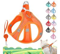 Stimulicat Cat Harness, Cat Harness and Leash Set Escape Proof, Adjustable Soft Mesh Vest with Reflective Safety Strips for Outdoor, Easy to Wear (Orange, L 9-10kg)