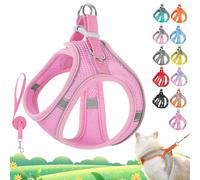 Stimulicat Cat Harness, Cat Harness and Leash Set Escape Proof, Adjustable Soft Mesh Vest with Reflective Safety Strips for Outdoor, Easy to Wear (Pink, L 9-10kg)