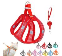 Stimulicat Cat Harness, Design for Outdoor Cats, Escape Proof Cat harness, Adjustable Soft Mesh Vest with Reflective Safety Strips, Cats Vest Leash Set, No Choke No Pull (Red, XXXS)