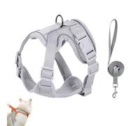 Stimulicat Cat Harness,Escape Proof Adjustable Mesh Vest with Reflective Strips,No Pull No Choke Design Makes Cats Stress-Free,Suitable for Cats to Walk Comfortably Indoors and Outdoors (Gray,S)