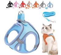Stimulicat Cat Harness, Escape Proof Soft Mesh Vest for Outdoor Cats, Side Through No-Pull Design, Adjustable & Lightweight with Reflective Strips, Cat Shoulder Strap No Choke No Pull (Blue,XXXS)