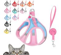 Stimulicat Cat Harness, Stimuli Cat Harness, Cat Harnes and Leash Set Escape Proof, Reflective Design, Double Fixation on the Neck and Chest (Blue and pink, XXS (recommended 3-6 catties))