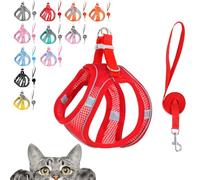 Stimulicat Cat Harness, Stimuli Cat Harness, Cat Harnes and Leash Set Escape Proof, Reflective Design, Double Fixation on the Neck and Chest (Red, L (recommended 18-28 catties))