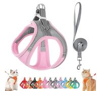 Stimulicat Cat Harness, Stimuli Cat Harness Design for Outdoor, Stimuli Cats Sling Escape Proof, Adjustable Soft Mesh Vest, Reflective Design, Allowing Pussy to Safe and Stress-Free (Gray-Pink,XXXS)