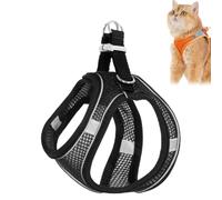Stimulicat Cat Harness, Stimuli Cat Harness for Outdoor ats, at arness and Leash, arness Adjustable Soft Mesh Vest with Reflective Safety Strips (Black,XXS)
