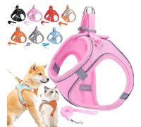 Stimulicat Cat Harness, Stimuli Cat Harness With Escape Proof Soft Mesh Vest&Reflective Safety Strips, Pet Walking Vest Suitable For Most Pet Sizes (Pink,L [Neck Circumference: 48-54 cm])