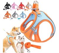 Stimulicat Cat Harness, Stimuli Cat Harness With Escape Proof Soft Mesh Vest&Reflective Safety Strips, Pet Walking Vest Suitable For Most Pet Sizes (Orange2,M [Neck Circumference: 44-48 cm])