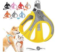 Stimulicat Cat Harness, Stimuli Cat Harness With Escape Proof Soft Mesh Vest&Reflective Safety Strips, Pet Walking Vest Suitable For Most Pet Sizes (Yellow,M [Neck Circumference: 44-48 cm])
