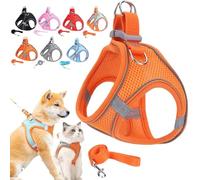 Stimulicat Cat Harness, Stimuli Cat Harness With Escape Proof Soft Mesh Vest&Reflective Safety Strips, Pet Walking Vest Suitable For Most Pet Sizes (Orange,XXS [Neck Circumference 28-32 cm])
