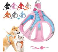 Stimulicat Cat Harness, Stimuli Cat Harness With Escape Proof Soft Mesh Vest&Reflective Safety Strips, Pet Walking Vest Suitable For Most Pet Sizes (Pink3,S【脖围36-44cm】)